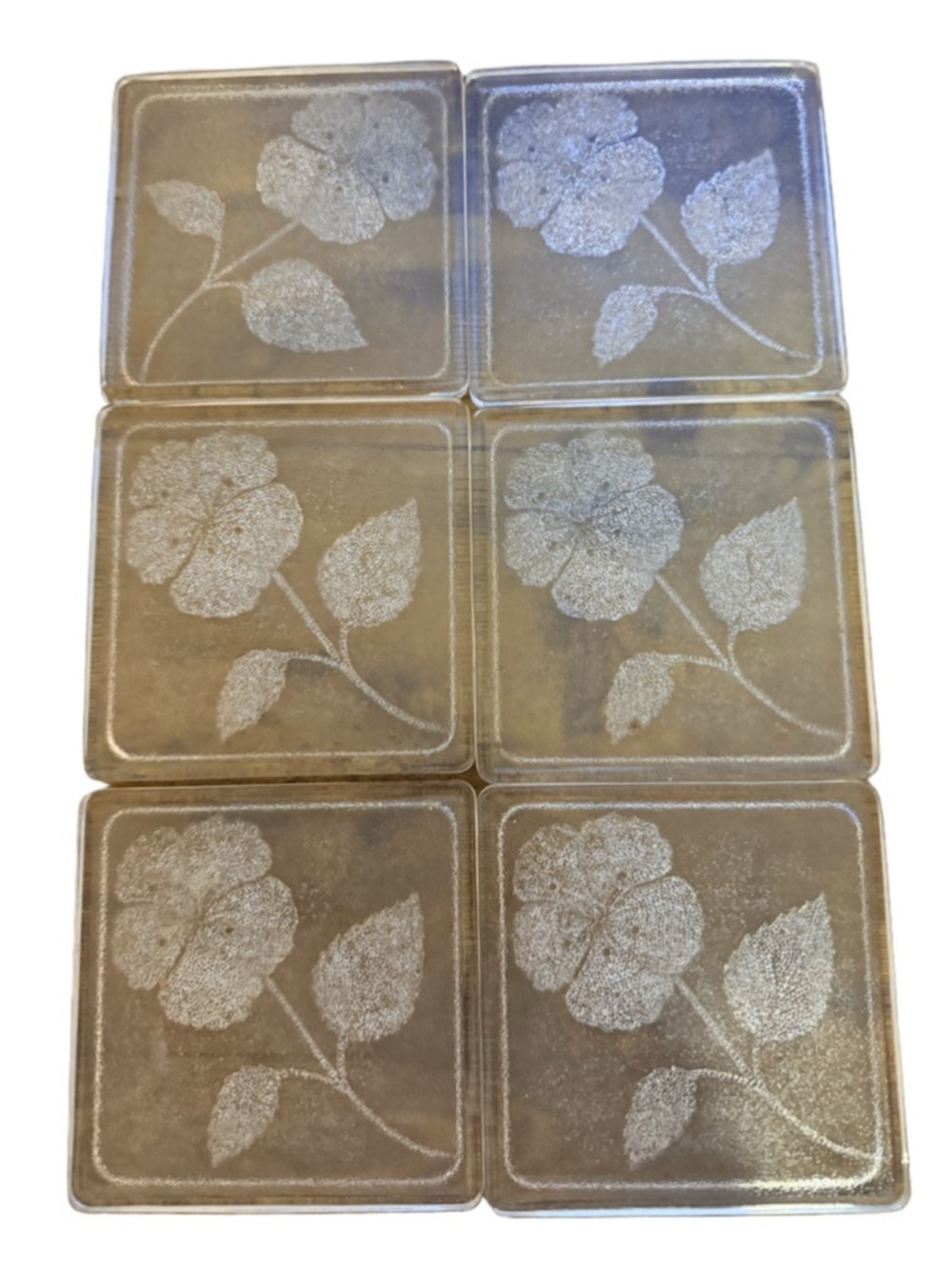 Vintage McKee Glasbake clear glass trivets 6 pc.